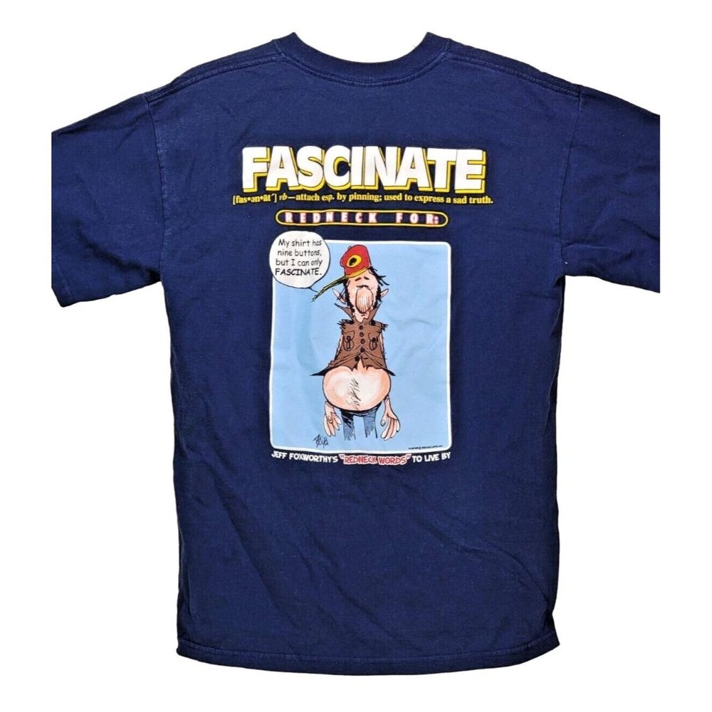 REDNECK WORDS TO LIVE BY Mens Medium T-Shirt Navy Blue FASTINATE Jeff Foxworthy